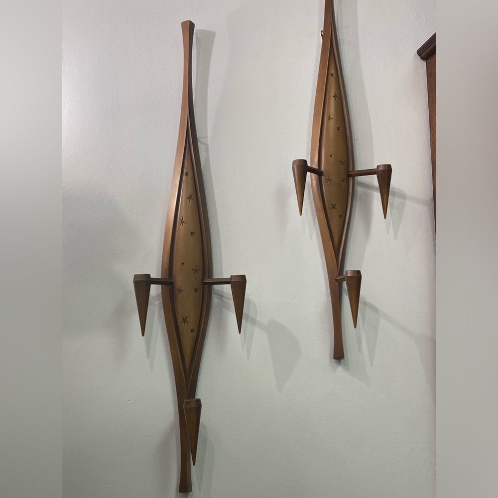 Set of 2 MCM resin wall sconces